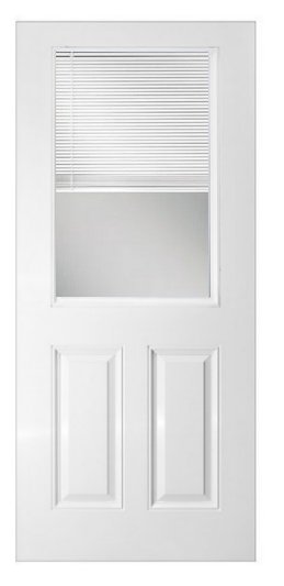 Smooth White 1/2 Lite Blinds Glass 3 Panel Fiberglass Door