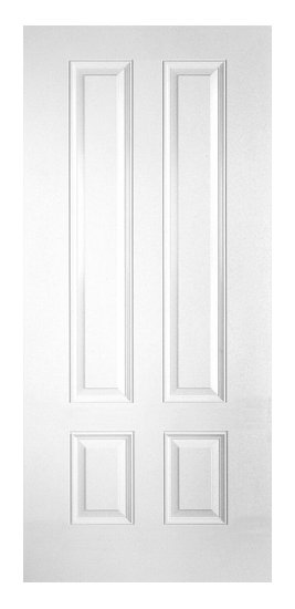 Smooth White 3/4 Length 4 Panel Fiberglass Door