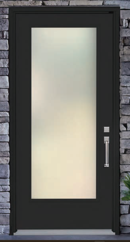 Brushed Black Full Lite Door - SATIN ETCH