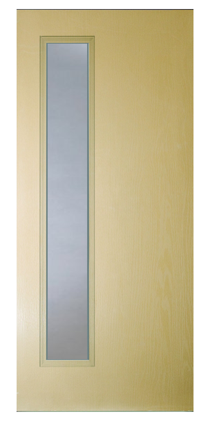 Oak Grain Narrow Lite Clear Glass Fiberglass Door