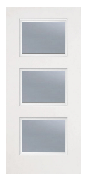 Smooth White 3 Lite Clear Glass Fiberglass Door