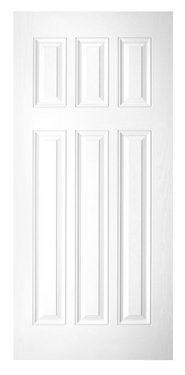 Smooth White 1/4 Top 6 Panel Fiberglass Door