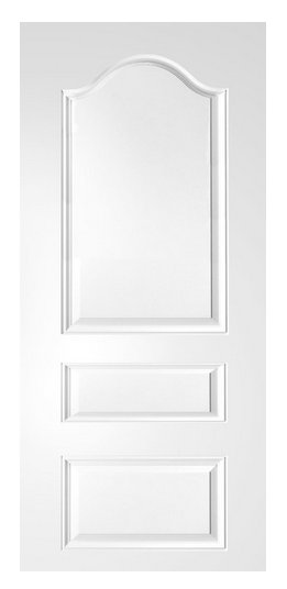 Smooth White Arch Top 3 Panel Fiberglass Door