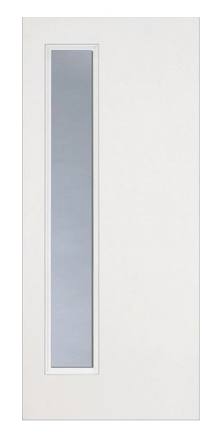 Smooth White Narrow Lite Clear Glass Fiberglass Door