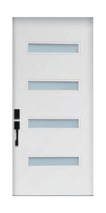Smooth White 4 Lite Satin Etched Glass Fiberglass Door