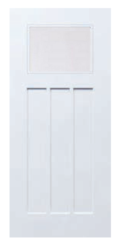 Smooth White Craftsman 3P w. Satin Etched Glass