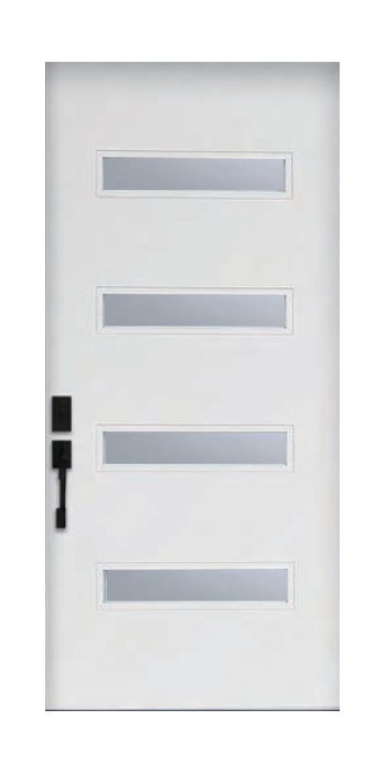 Smooth White 4 Lite Clear Glass Fiberglass Door