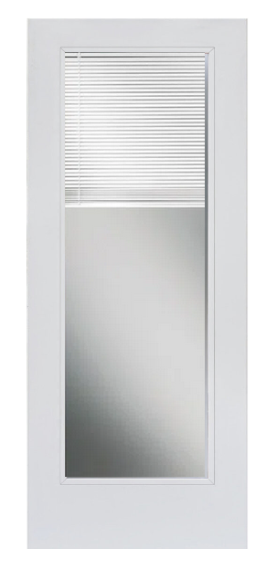 Brushed White Full Lite Door - BLINDS