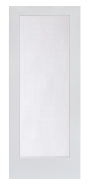 Brushed White Full Lite Door - SATIN ETCH