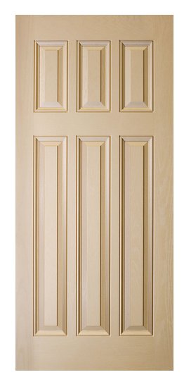 Oak Grain 1/4 Top 6 Panel Fiberglass Door