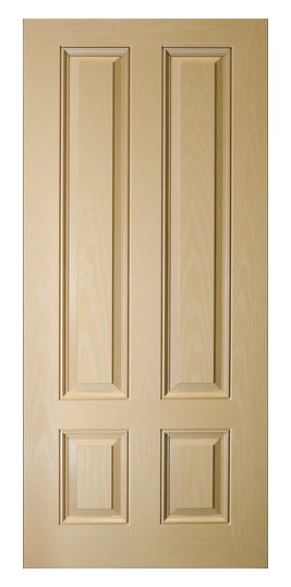 Oak Grain 3/4 Length 4 Panel Fiberglass Door