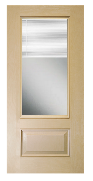 Oak Grain 3/4 Lite Blinds Glass Fiberglass Door