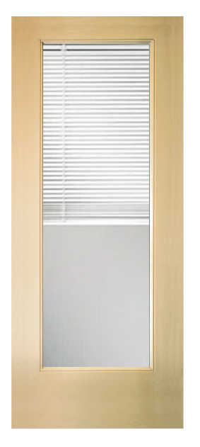 Oak Grain Full Lite Blinds Glass Fiberglass Door