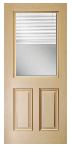 Oak Grain 1/2 Lite Blinds Glass Fiberglass Door