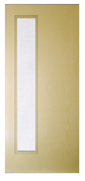 Oak Grain Narrow Lite Satin Etched Glass Fiberglass Door