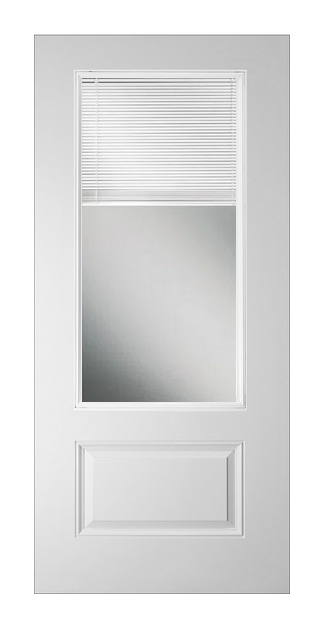 Smooth White 3/4 Lite Blinds Glass 2 Panel Fiberglass Door
