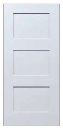 Smooth White Shaker 3 Panel Fiberglass Door